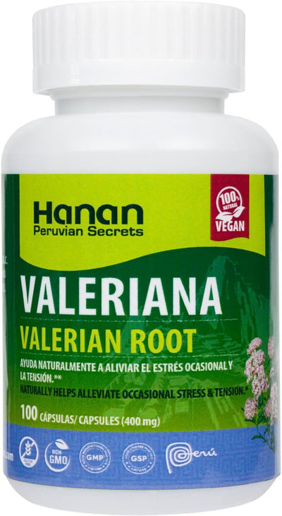 Premium Valerian Root 100 Capsules (Valeriana) - Herbal Supplement from Peru