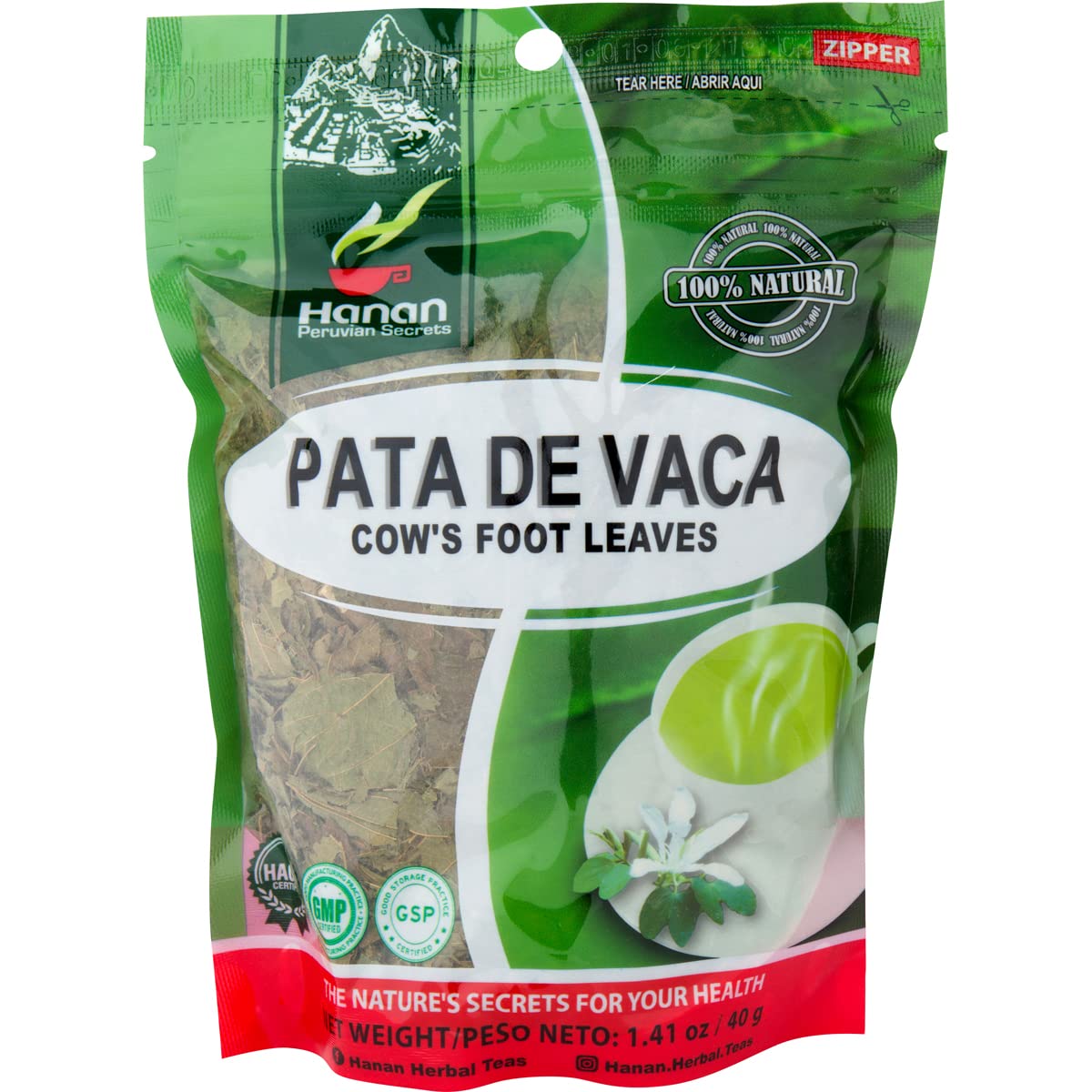 Cow's foot Loose (Pata de Vaca) Leaf Tea | 100% All-Natural Bauhinia forficata Leaves from Peru traditionally used to promotes overall health and well-being | 1.41oz (40g)