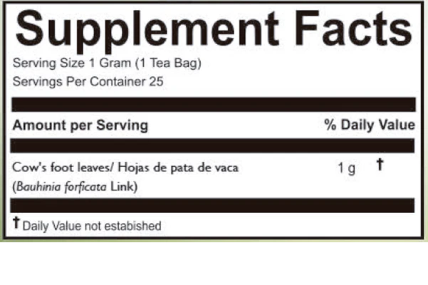 Cow’s Foot Leaves - Natural Blood Sugar Support & Antioxidants (25 Tea Bags) (Hojas de Pata de Vaca)