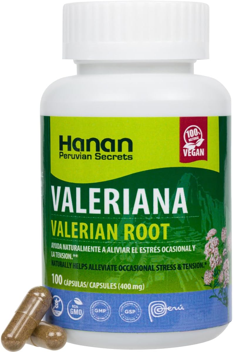 Premium Valerian Root 100 Capsules (Valeriana) - Herbal Supplement from Peru