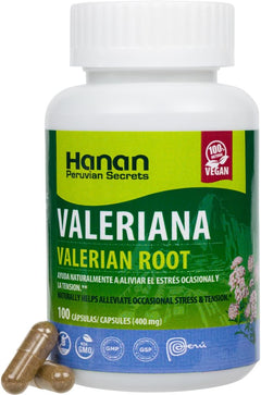 Premium Valerian Root 100 Capsules (Valeriana) - Herbal Supplement from Peru