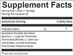 Bronquiosan Bronquial Aid Blend Natural Herbal Tea (25 Tea Bags) Eucalyptus, Lungwort, Cat's Claw, Chuchuhuasi