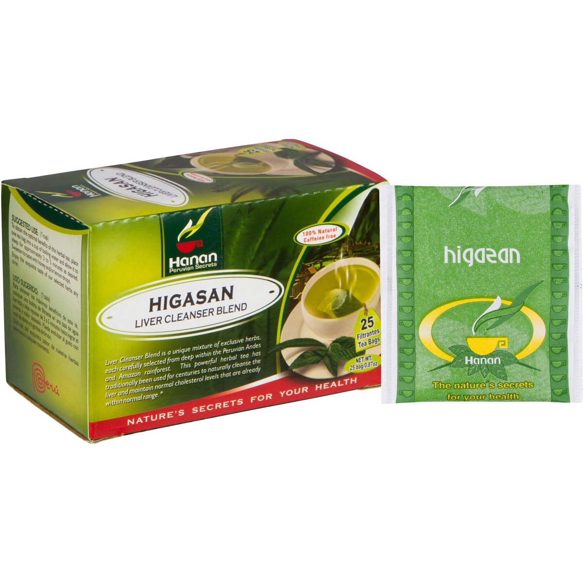 Higasan Liver Cleanse Blend Natural Herbal Tea (25 Tea Bags) Boldus Leaves, Hercampuri, Carqueja, and Horse Tail