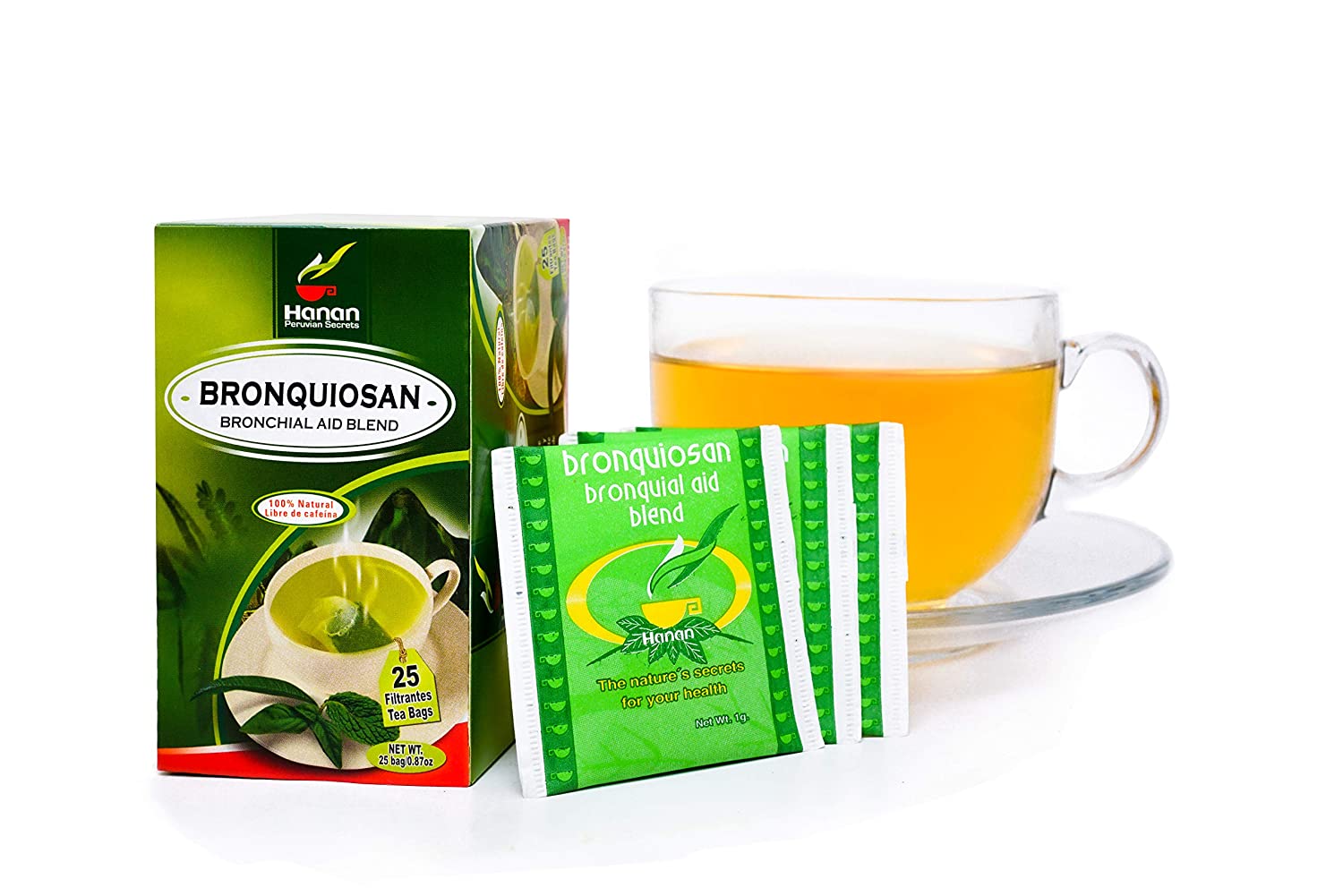 Bronquiosan Bronquial Aid Blend Natural Herbal Tea (25 Tea Bags) Eucalyptus, Lungwort, Cat's Claw, Chuchuhuasi