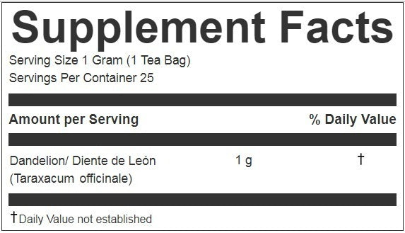 Dandelion Root Tea Detox Tea - Vitamin Rich Digestive - 1 Pack ( 25 Tea Bags )