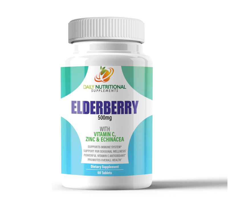 Elderberry 500mg with Zinc & Vitamin C & Echinacea 60 Tablets - Immune Support