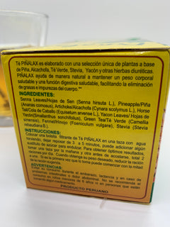 Pineapple Pinalax  Tea for Weight Loss and Detox with Artichoke, Green Tea, Yacon and Stevia - 100% Natural from Peru (30 Tea Bags)