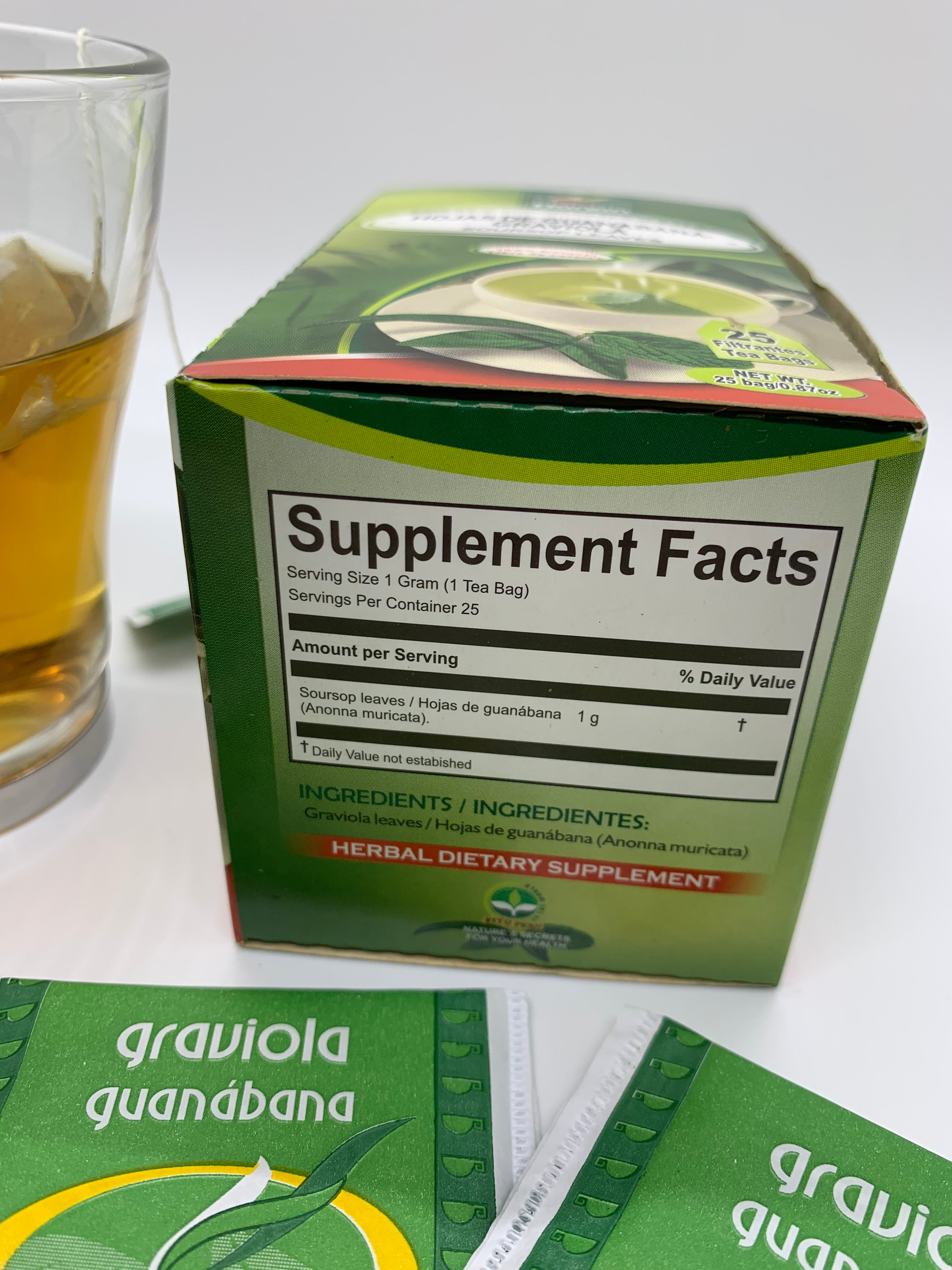 Graviola Soursop Leaves Natural Tea - (25 Tea Bags ) to Optimize Liver function and enhance body's defense.