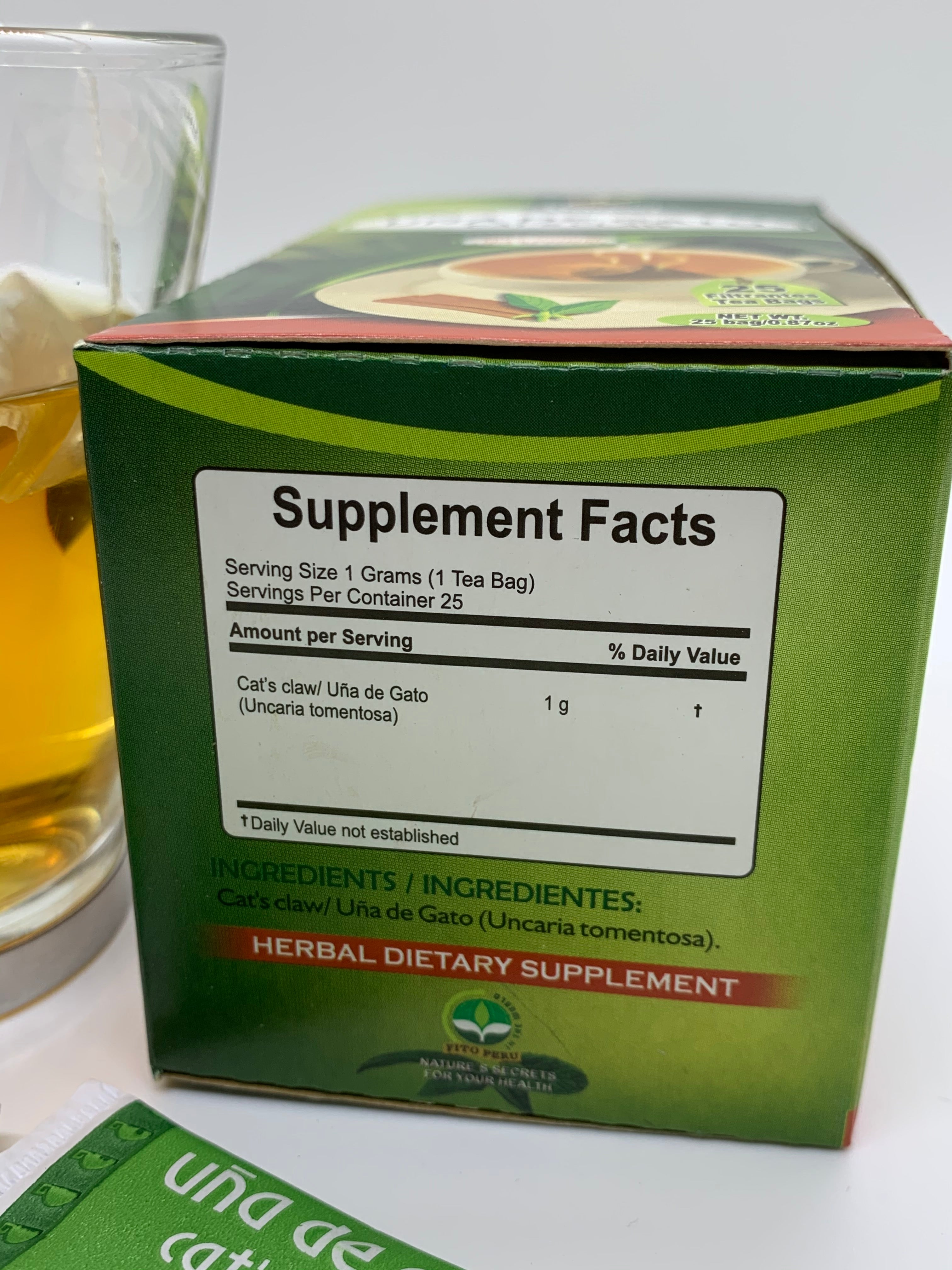 Cat's Claw Tea - 25 Teabags -  | "Uña de Gato" for Joints, All-Natural Anti-Inflammatory