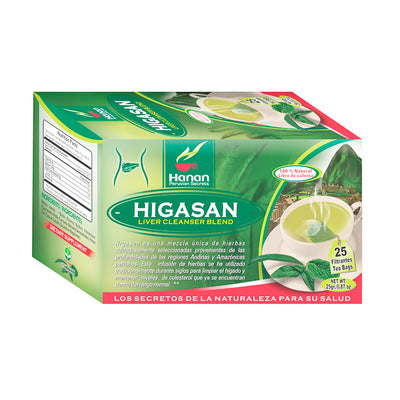 Higasan Liver Cleanse Blend Natural Herbal Tea (25 Tea Bags) Boldus Leaves, Hercampuri, Carqueja, and Horse Tail