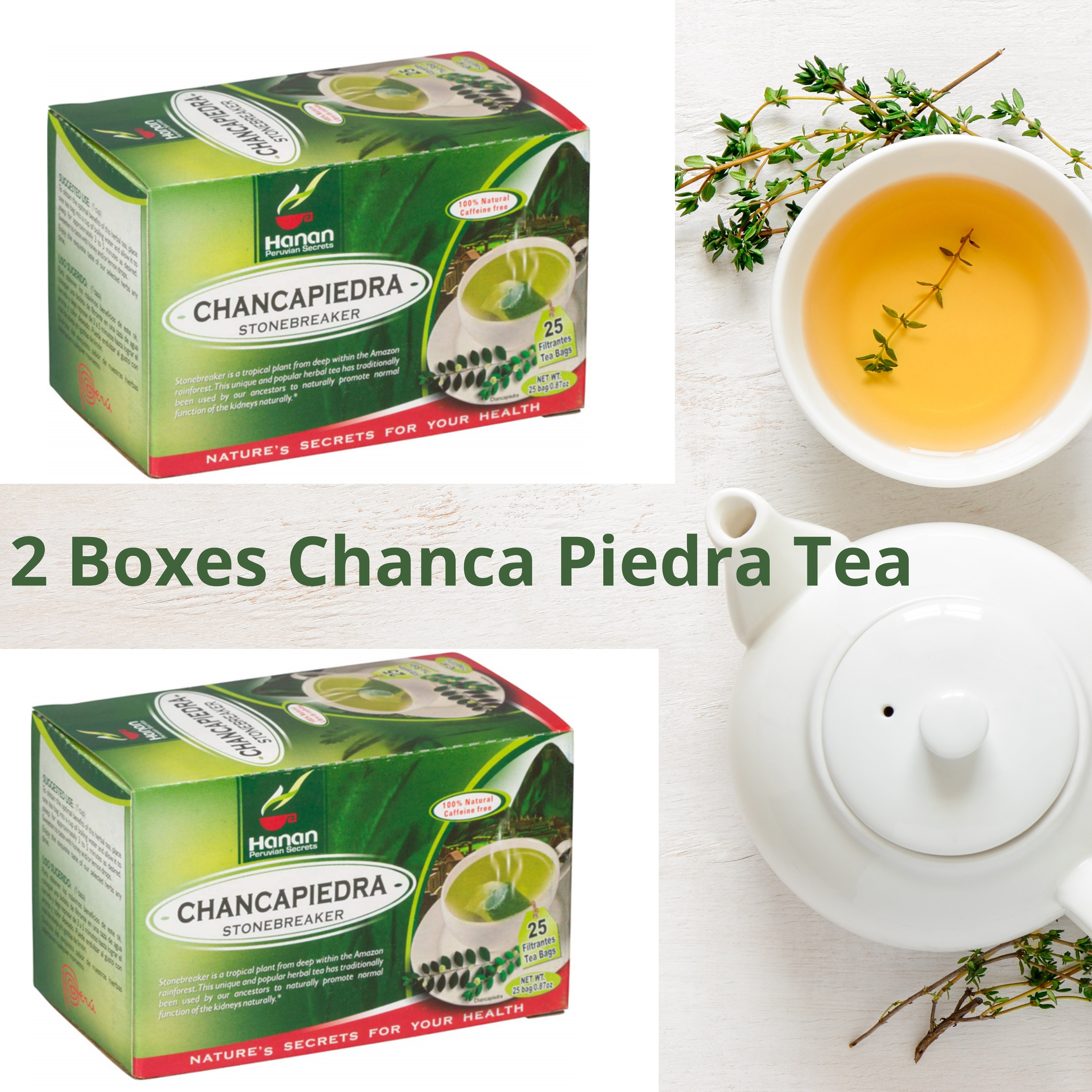 Stone Breaker Chanca Piedra Herbal Tea - 100% Naural from Peru (2x 25 Tea Bags Pack) Natural Kidney Cleanse