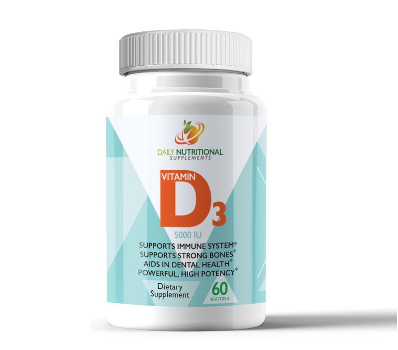 Vitamin D3 5000 IU Immune System Support, Bones Health,Dental Health 60 Softgels