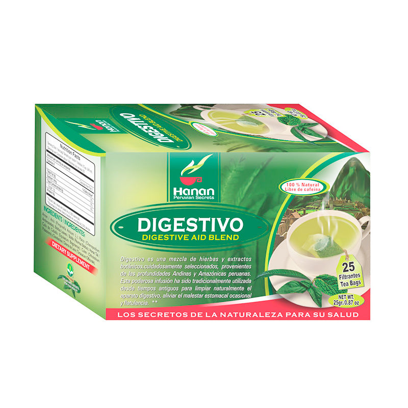 Digestive Aid Blend Natural Herbal Tea (25 Tea Bags) Anise, Wormseed, Boldus Leaves, Horse Tail, Culen and Dandelion