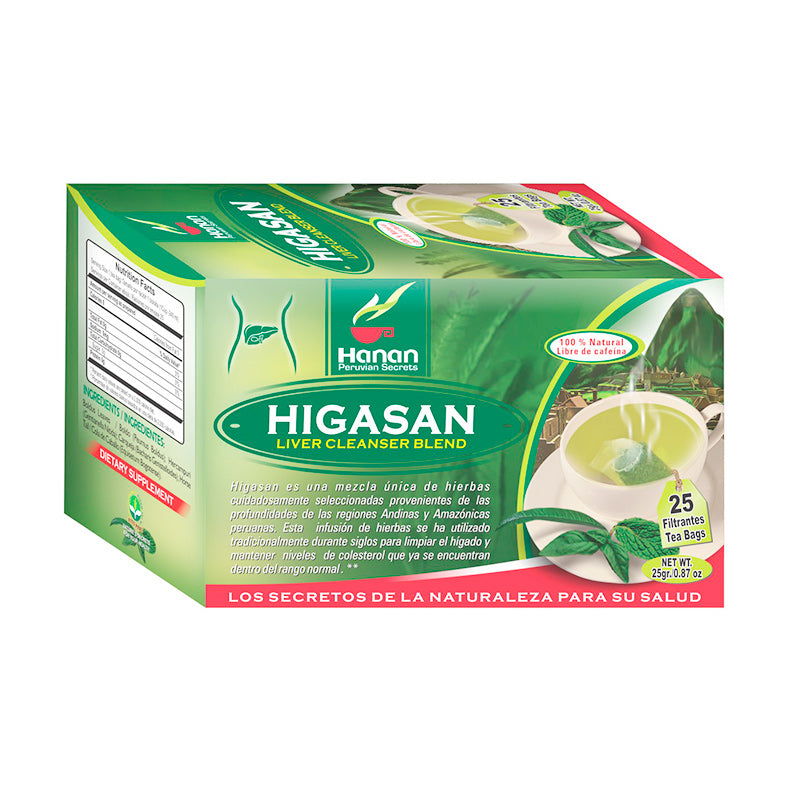 Higasan Liver Cleanse Blend Natural Herbal Tea (25 Tea Bags) Boldus Leaves, Hercampuri, Carqueja, and Horse Tail